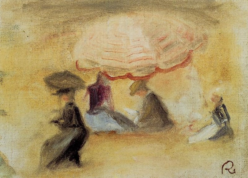 On the Beach, Figures under a Parasol, Pierre-Auguste Renoir