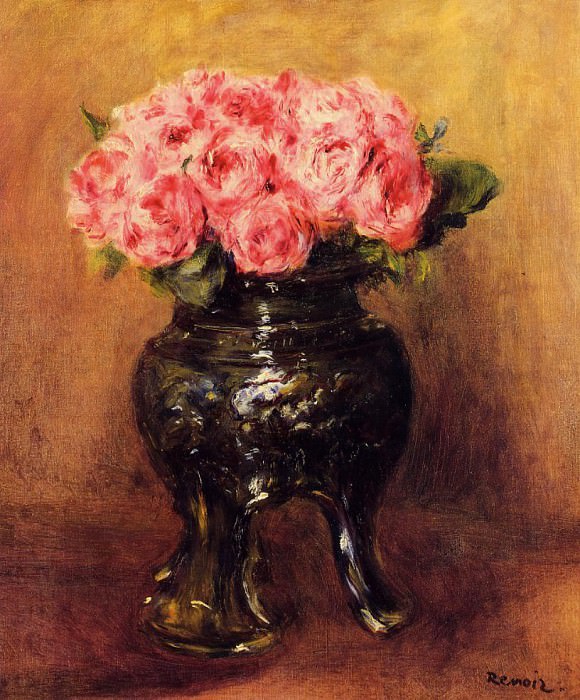 Roses in a China Vase, Pierre-Auguste Renoir