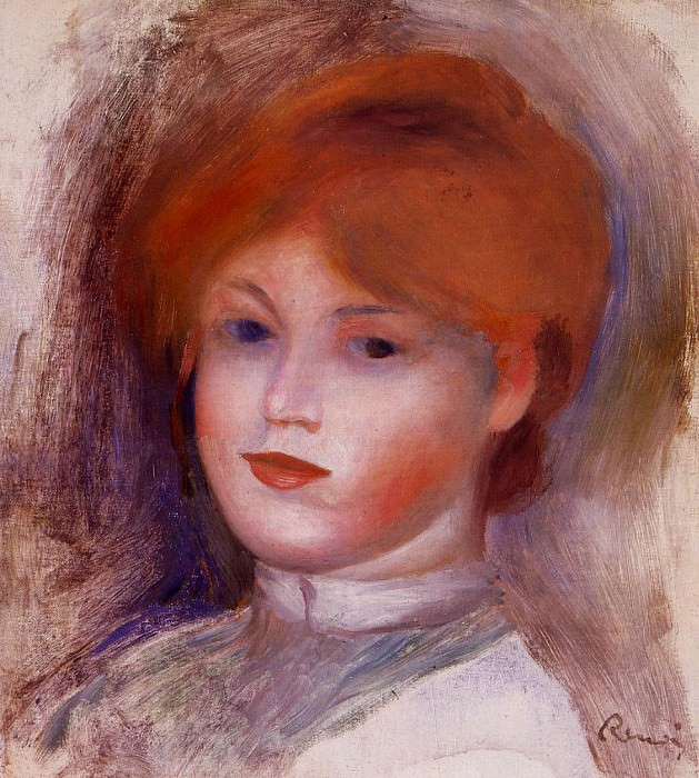 Head of a Young Woman – 1892 -1893, Pierre-Auguste Renoir