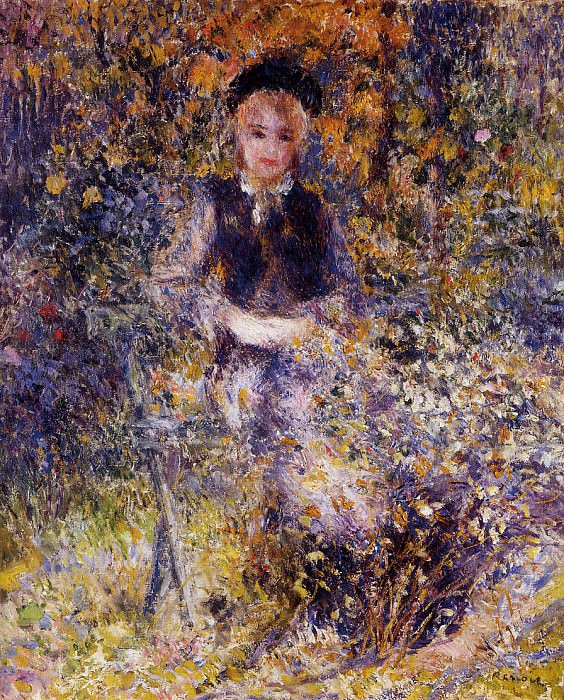 Young Woman on a Bench, Pierre-Auguste Renoir
