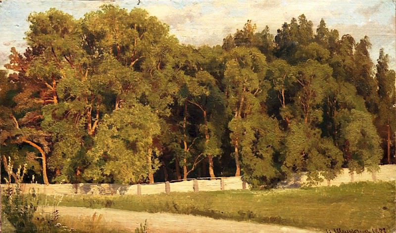 Forest side of the fence in 1898, Ivan Ivanovich Shishkin