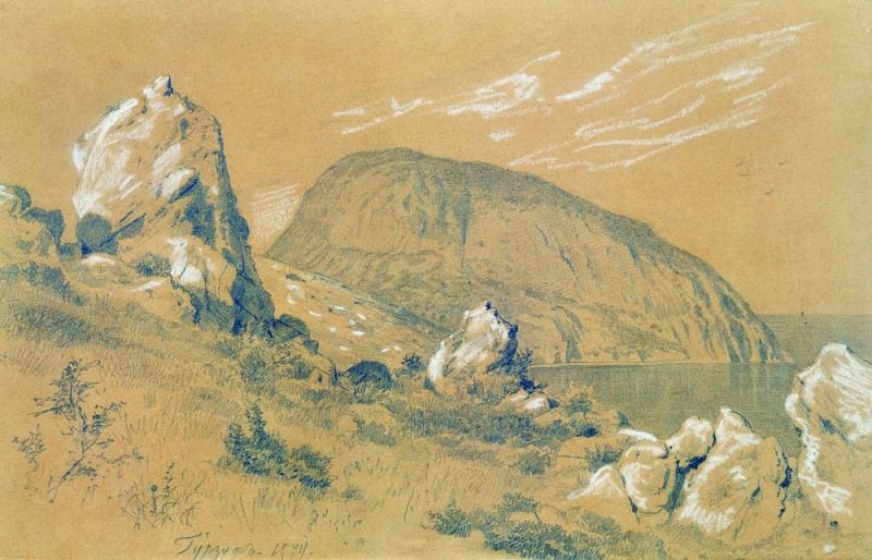 Gurzuf 1879 Paper. white, pencil 29h45. 5, Ivan Ivanovich Shishkin