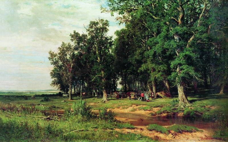 At mowing in an oak grove 1874 103h167, Ivan Ivanovich Shishkin