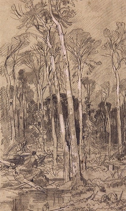Spring in the woods. 1880, 26h17, 6, Ivan Ivanovich Shishkin