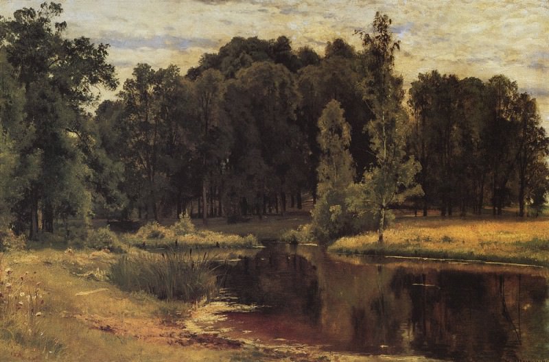 Pond in the old park. Study 1897 43, 3h67. 1, Ivan Ivanovich Shishkin