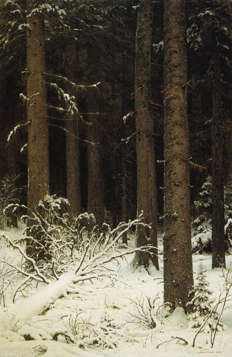 spruce forest in winter 1884 140h95, Ivan Ivanovich Shishkin