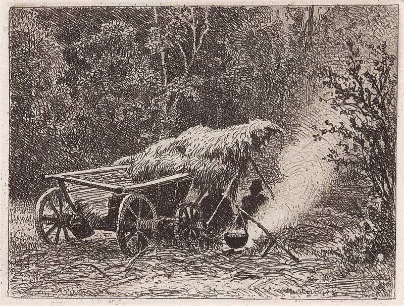 campfire. 1873 7, 1h9, 5, Ivan Ivanovich Shishkin