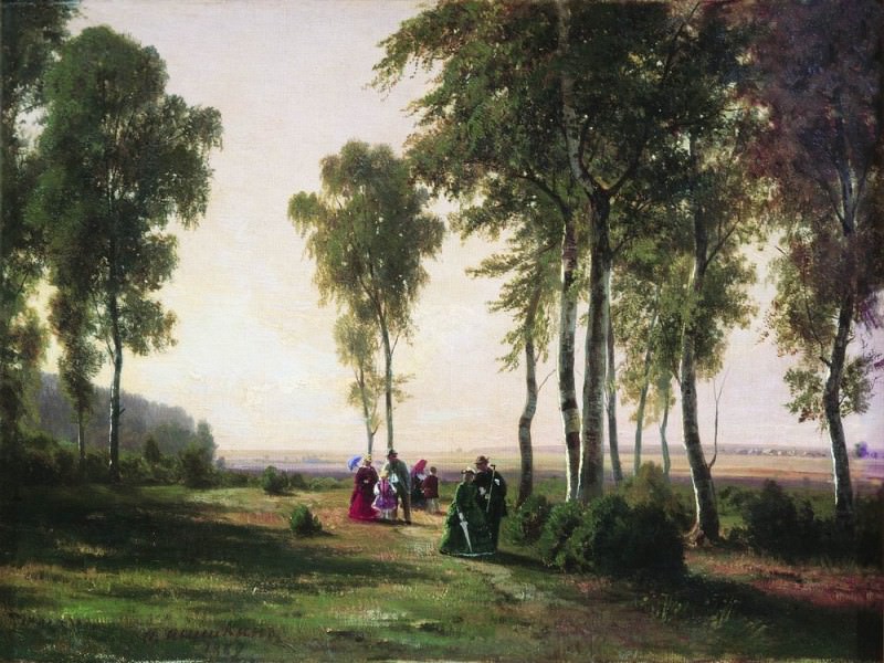 Пейзаж с гуляющими 1869 31х41, Иван Иванович Шишкин
