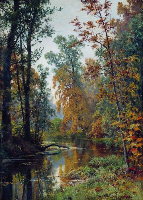 Осенний пейзаж. Парк в Павловске 1888 41. х31, Иван Иванович Шишкин