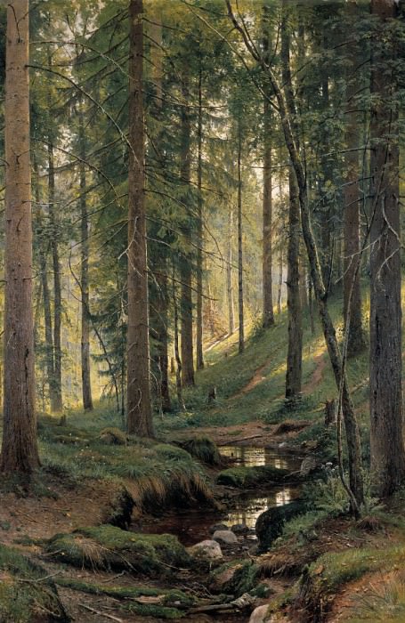 Stream in the Forest 1880 204h138, Ivan Ivanovich Shishkin
