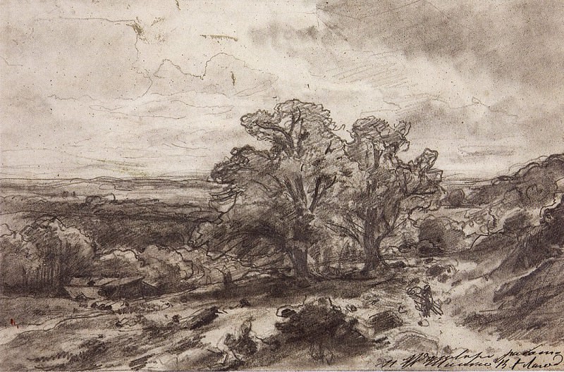 Пейзаж с дубами. 1864 18х27, 4, Иван Иванович Шишкин