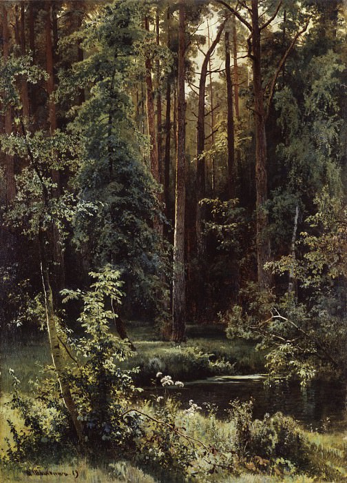 Пейзаж с лесным озером. 1889 100 73, Иван Иванович Шишкин