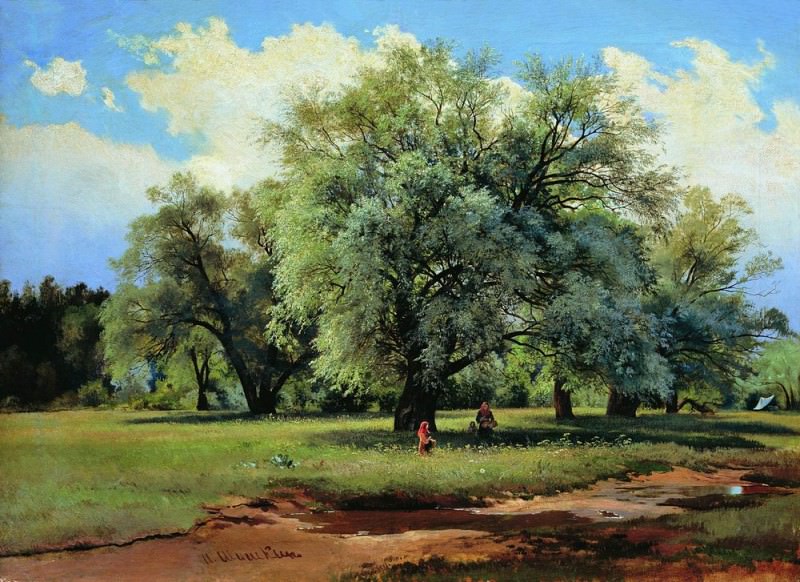 Willows, lit by the sun. Late 1860-s-nachalo1870 62h85, Ivan Ivanovich Shishkin