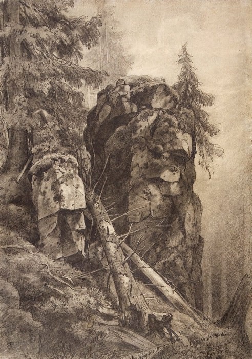 Скалы. 1859 45х31, Иван Иванович Шишкин