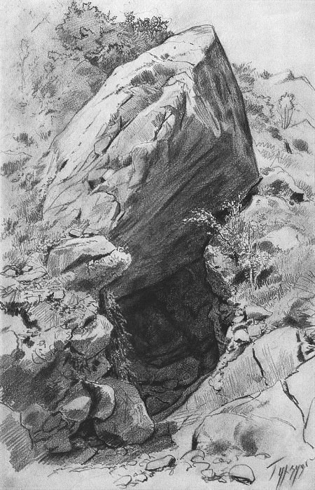 Cave in Gurzuf. 1879 45, 8h29, 6, Ivan Ivanovich Shishkin
