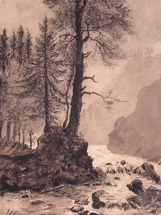 Mountain river. 1886 35, 3h26. 6, Ivan Ivanovich Shishkin