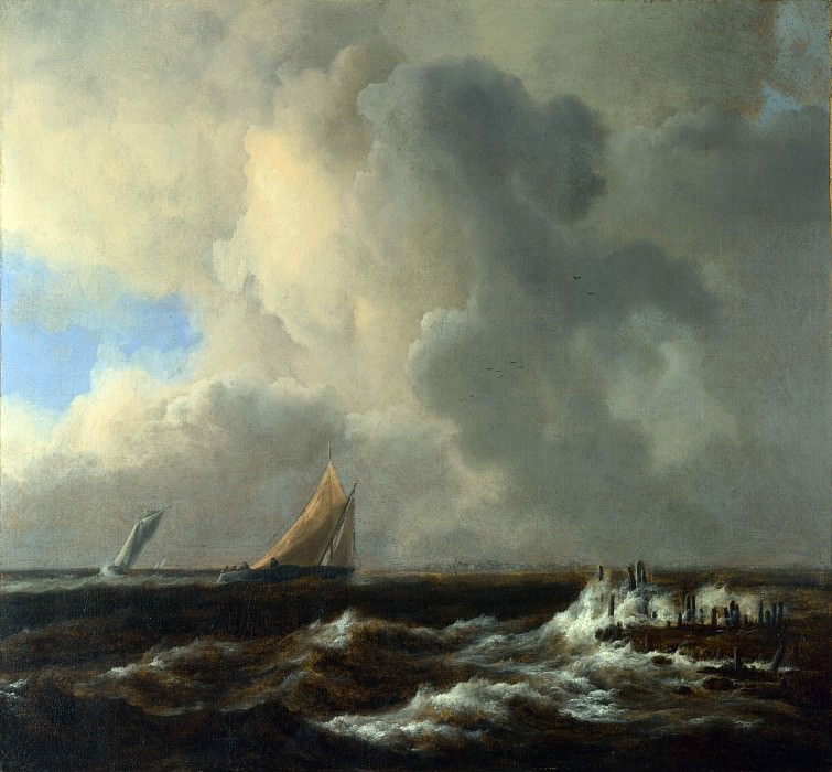 Jacob van Ruisdael – Vessels in a Fresh Breeze, Part 4 National Gallery UK