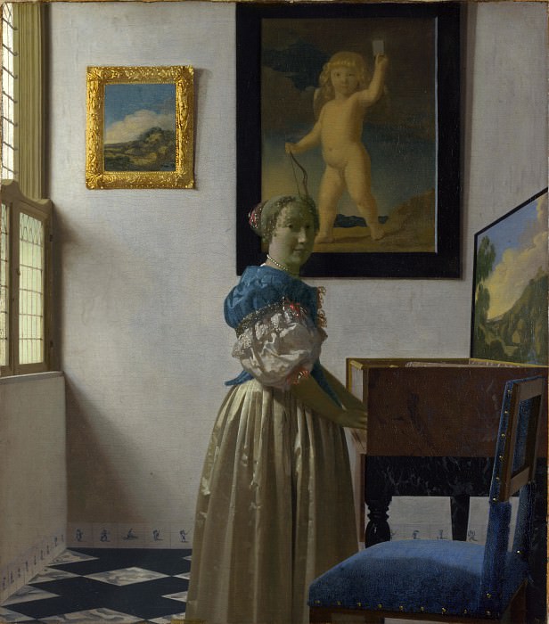 Johannes Vermeer – A Young Woman standing at a Virginal, Part 4 National Gallery UK