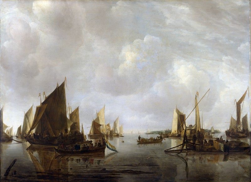 Jan van de Cappelle – A River Scene with Dutch Vessels Becalmed, Part 4 National Gallery UK