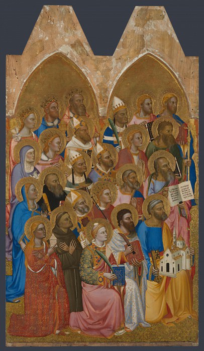 Jacopo di Cione and workshop – Adoring Saints – Left Main Tier Panel, Part 4 National Gallery UK