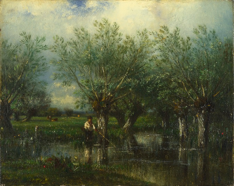 Jules-Louis Dupre – Willows, with a Man Fishing, Part 4 National Gallery UK