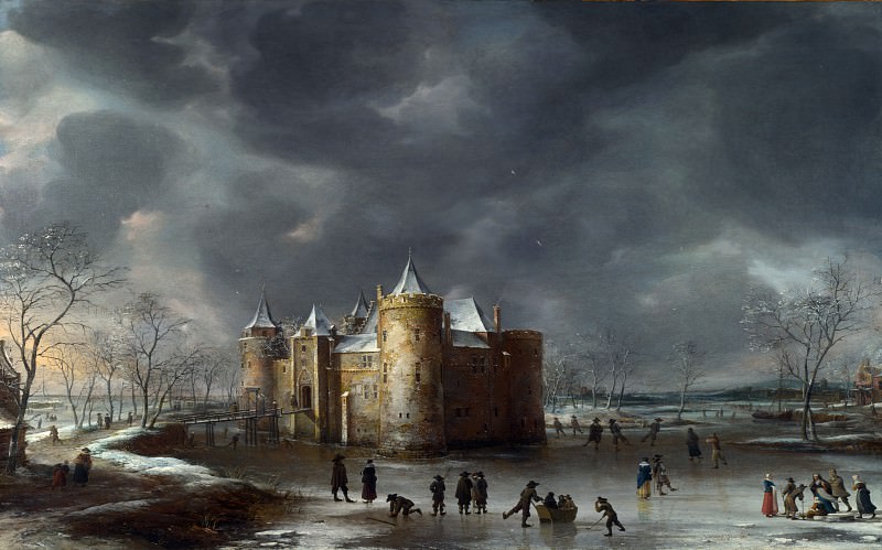 Jan Beerstraaten – The Castle of Muiden in Winter, Part 4 National Gallery UK