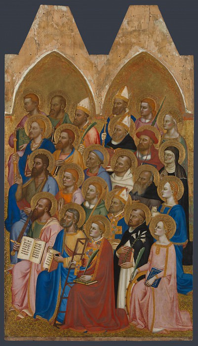 Jacopo di Cione and workshop – Adoring Saints – Right Main Tier Panel, Part 4 National Gallery UK