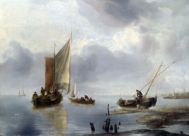 Jan van de Cappelle – A Small Vessel in Light Airs, and Another Ashore, Part 4 National Gallery UK
