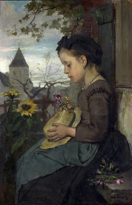 Jacob Maris – A Girl seated outside a House, Part 4 National Gallery UK