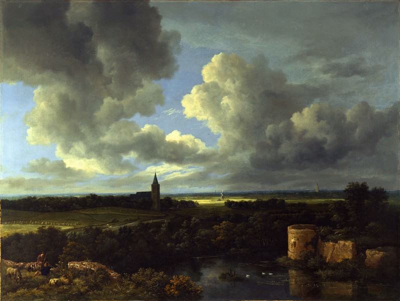 Jacob van Ruisdael – A Landscape with a Ruined Castle and a Church, Part 4 National Gallery UK