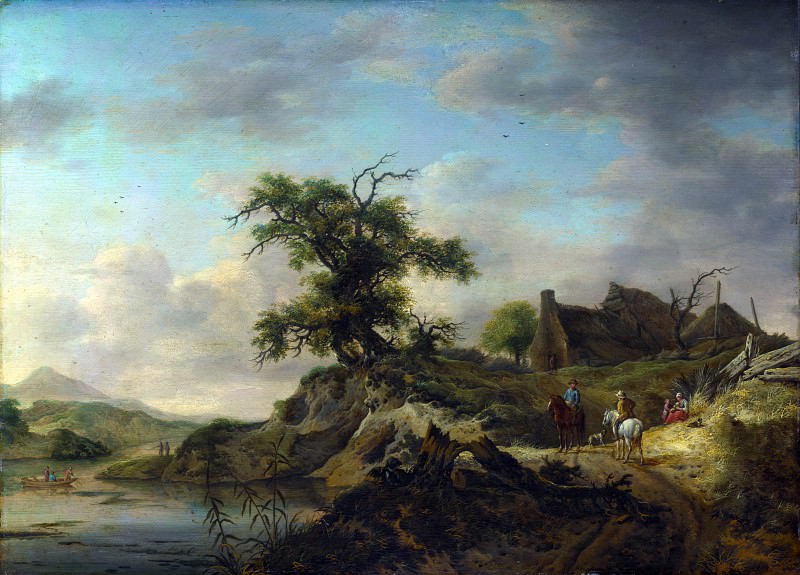 Jan Wouwermans – A Landscape with a Farm on the Bank of a River, Part 4 National Gallery UK