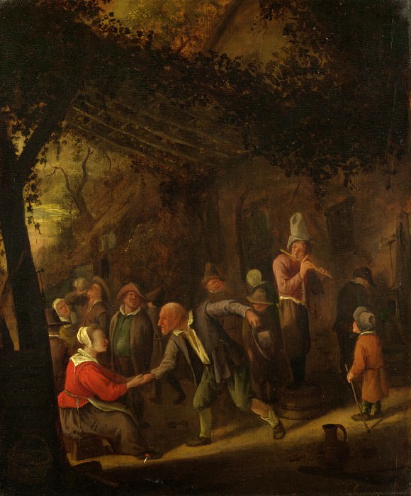 Jan Steen – Peasants merry-making outside an Inn, Part 4 National Gallery UK