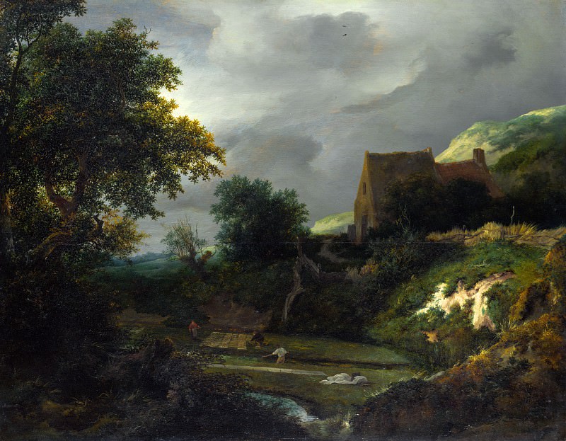 Jacob van Ruisdael – A Bleaching Ground in a Hollow by a Cottage, Part 4 National Gallery UK