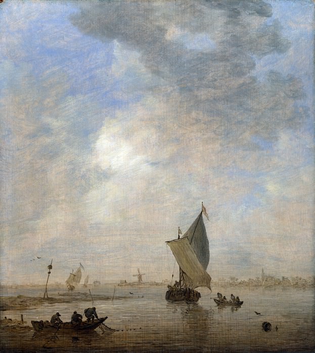 Jan van Goyen – Fishermen hauling a Net, Part 4 National Gallery UK
