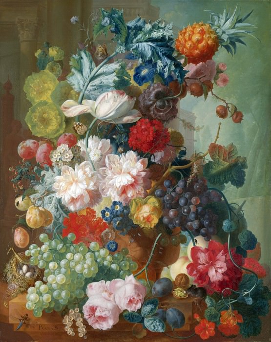 Ян ван Ос – Фрукты и цветы в терракотовой вазе, Часть 4 Национальная галерея