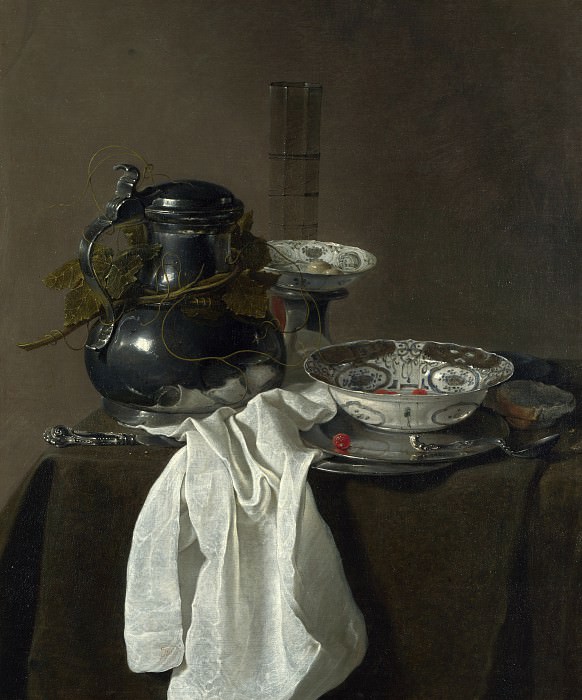 Jan Jansz. Treck – Still Life with a Pewter Flagon and Two Ming Bowls, Part 4 National Gallery UK