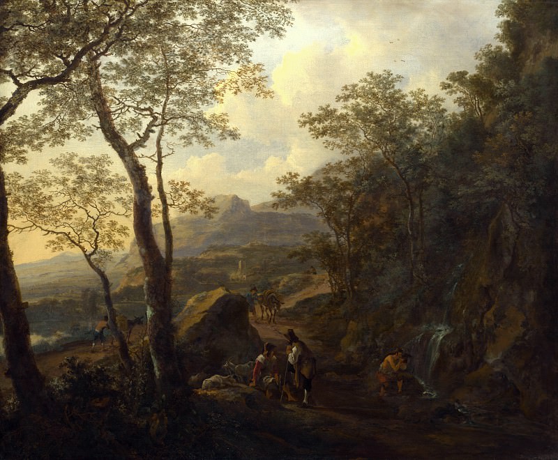Ян Бот – Итальянский пейзаж с пастухами и погонщиком мулов, Часть 4 Национальная галерея