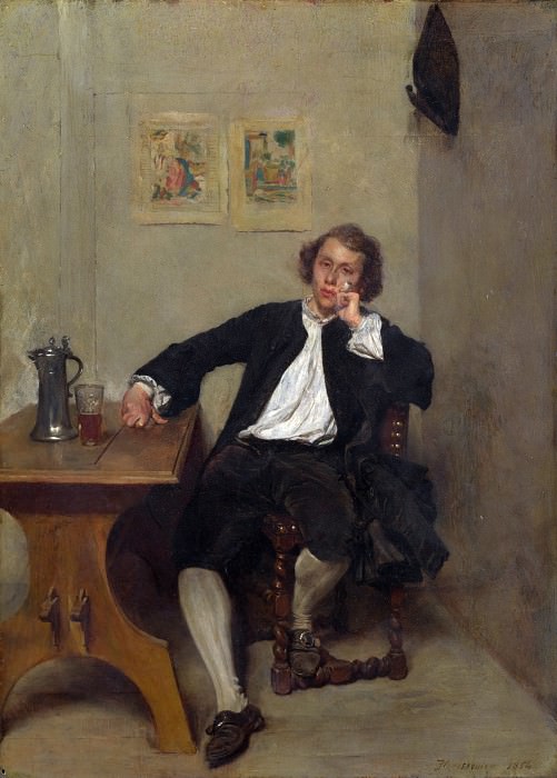Jean-Louis Ernest Meissonier – A Man in Black smoking a Pipe, Part 4 National Gallery UK