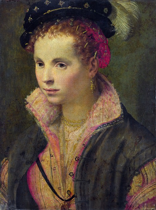 Северо-итальянская школа, 1565-75 – Портрет дамы в шляпе с перьями, Часть 4 Национальная галерея