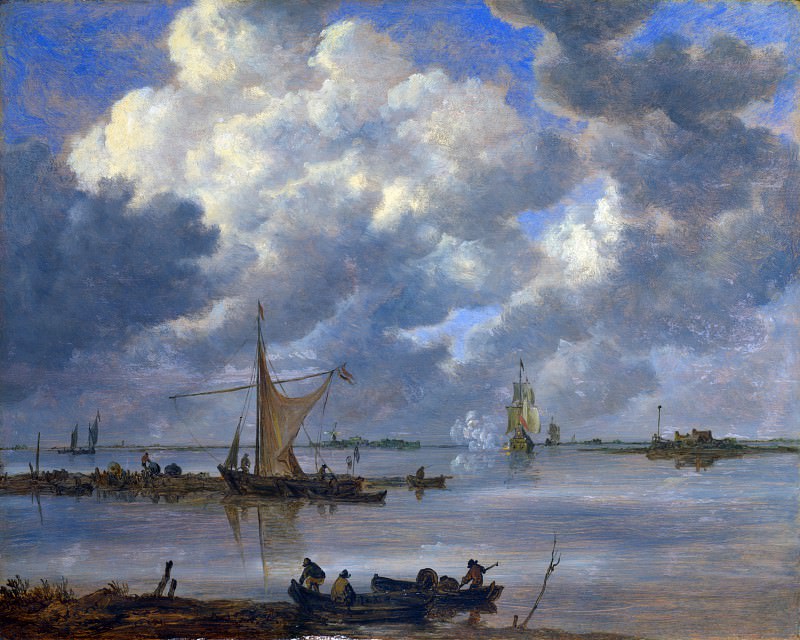 Jan van Goyen – An Estuary with Fishing Boats and Two Frigates, Part 4 National Gallery UK