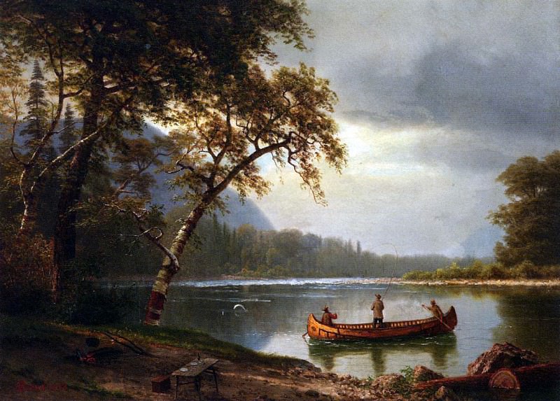 Bierstadt Albert Salmon Fishing on the Cascapediac River, Albert Bierstadt