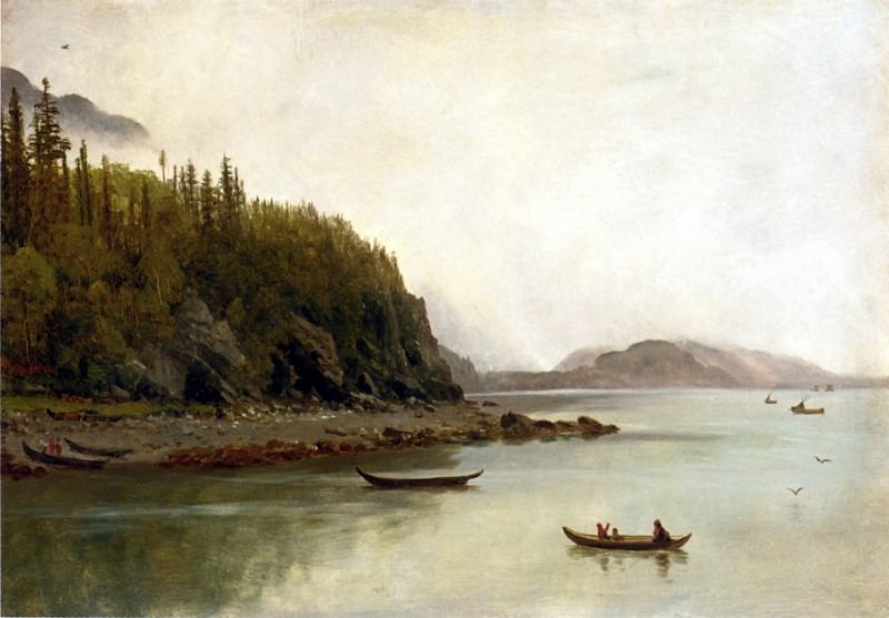 Bierstadt Albert Indians Fishing, Albert Bierstadt