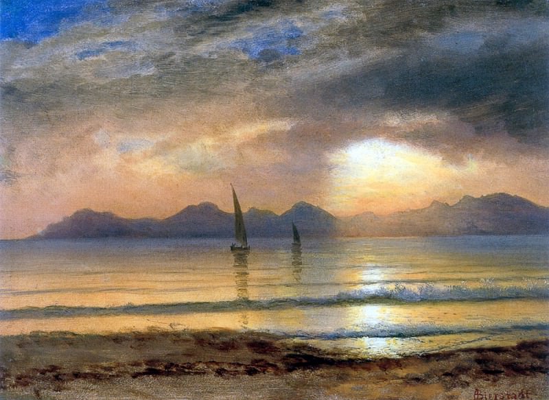 Sunset Over A Mountain Lake, Albert Bierstadt