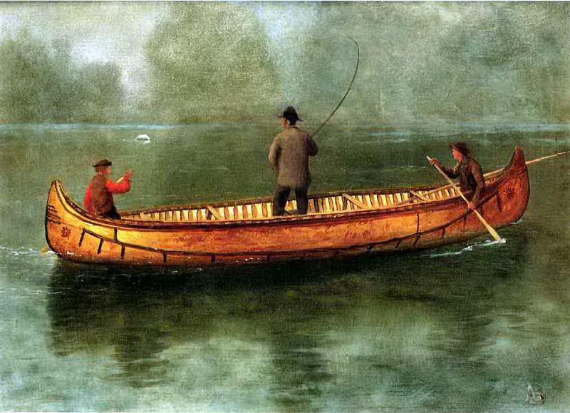 Bierstadt Albert Fishing from a Canoe, Albert Bierstadt