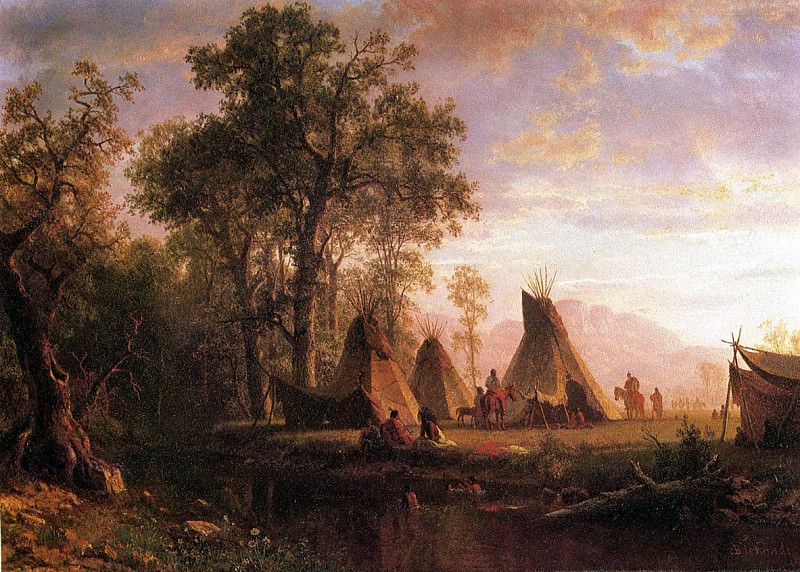 Bierstadt Albert Indian Encampment Late Afternoon, Albert Bierstadt
