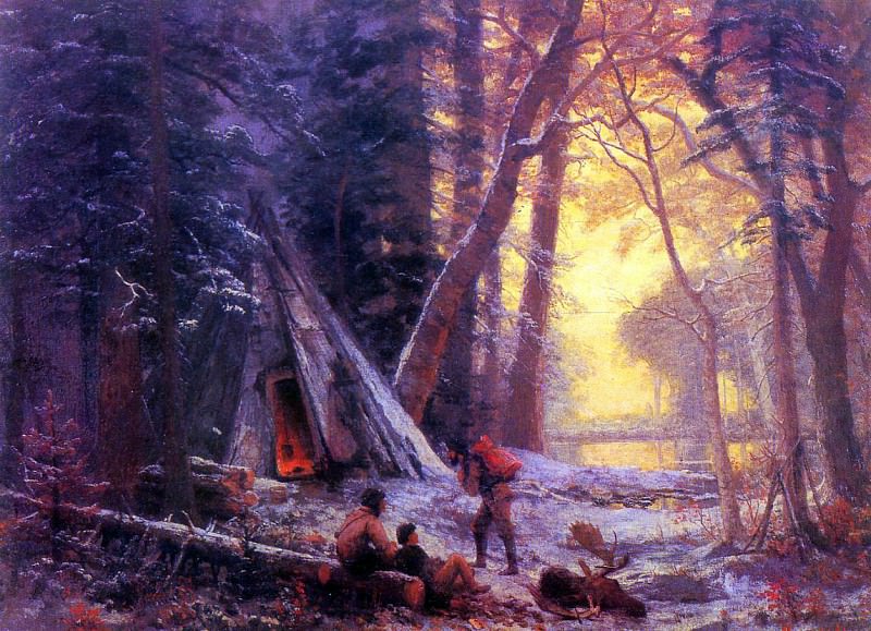 Bierstadt Albert Moose Hunters- Camp, Albert Bierstadt