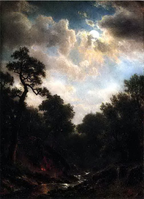 Bierstadt Albert Moonlit Landscape, Albert Bierstadt