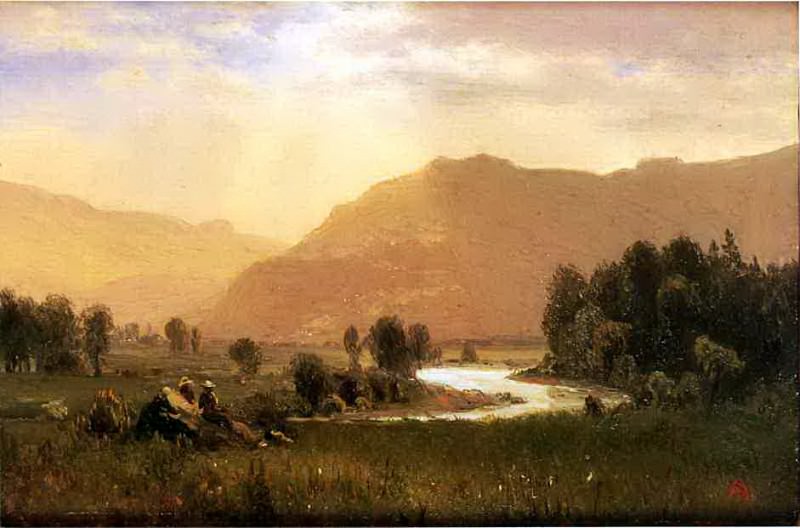 Bierstadt Albert Figures in a Hudson River Landscape, Albert Bierstadt