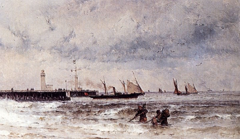 Weber Theodore Shipping Near A Harbour Entrance, German artists