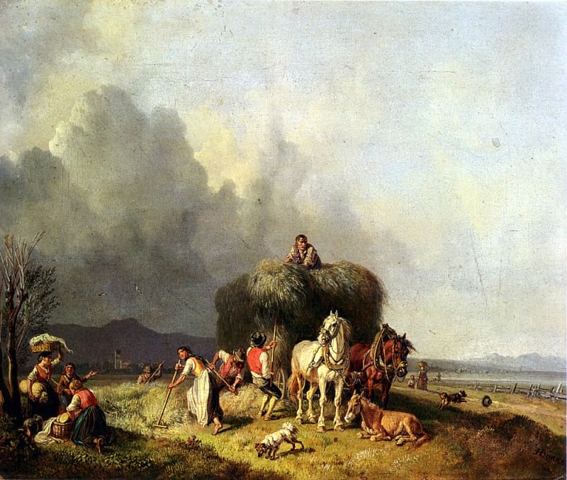 Burkel Heinrich Loading The Hay Wagon, German artists